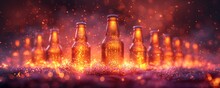 a group of bottles with flames