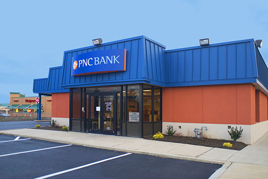 a building with a blue roof