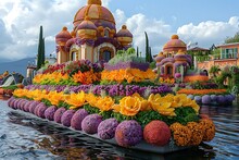 a boat filled with flowers