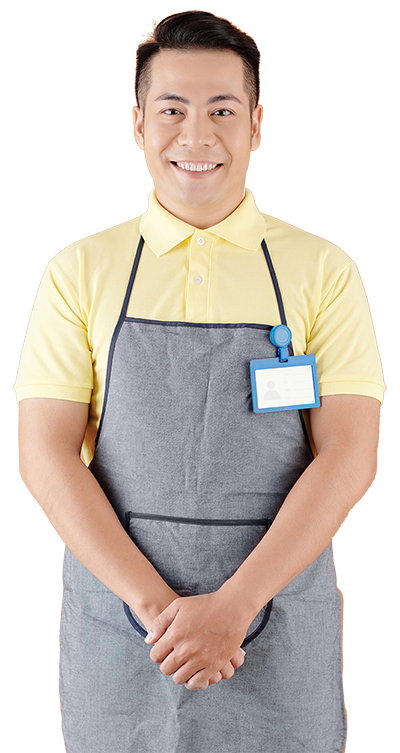 a man wearing an apron