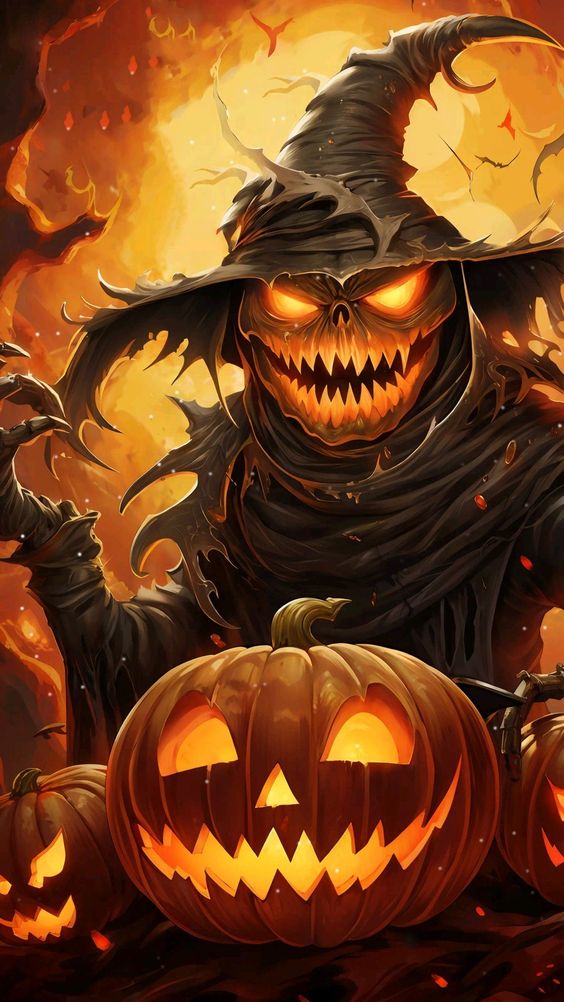 a cartoon of a scarecrow with a pumpkin