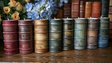 a row of cylindrical candles