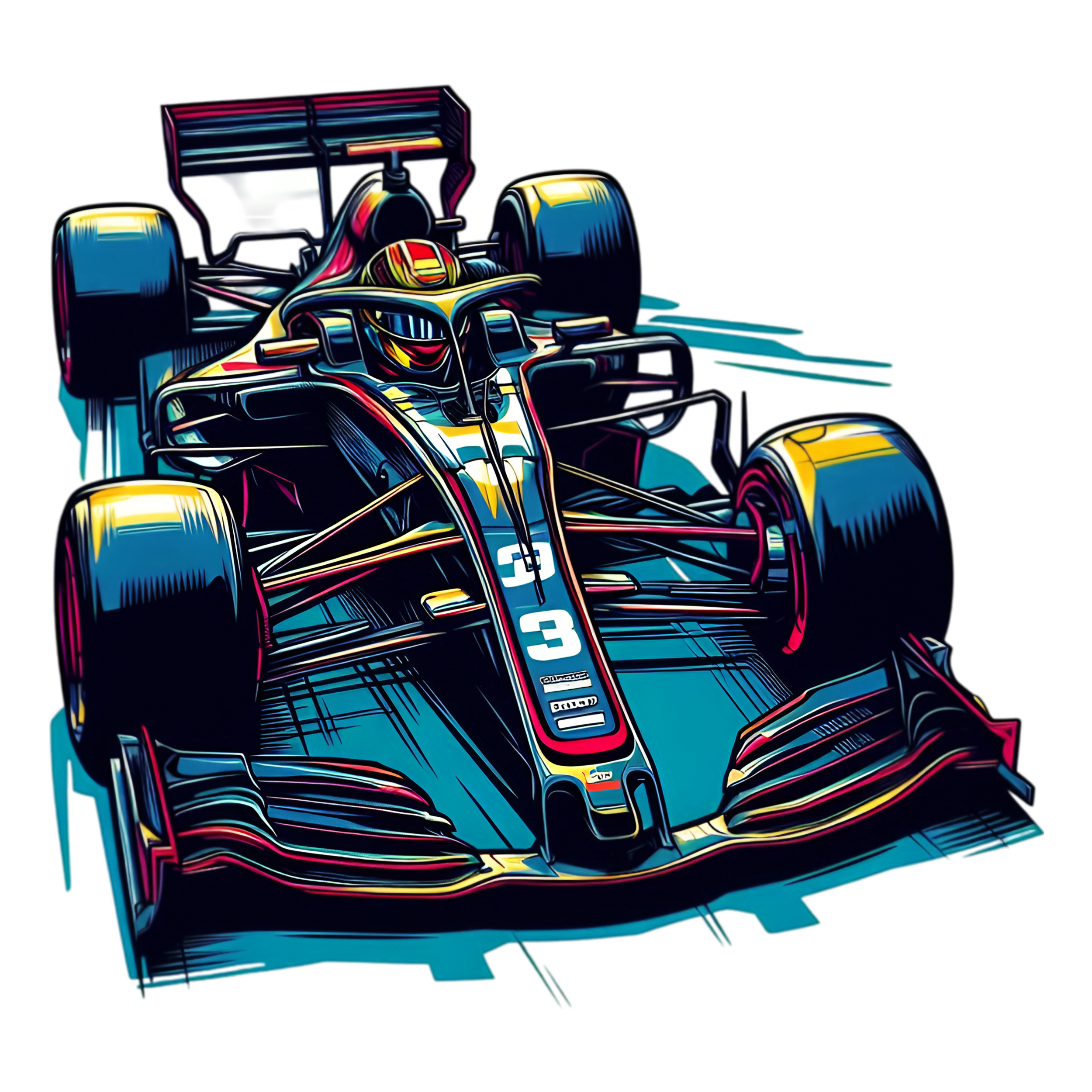 a race car with a black background