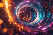 a colorful circular light tunnel