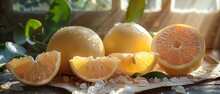 a group of oranges on a plate