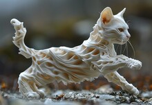 a white cat sculpture