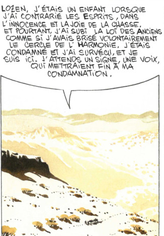 a comic book page with a snowy mountain landscape
