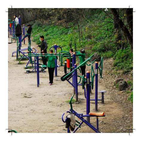 people exercising on a playground