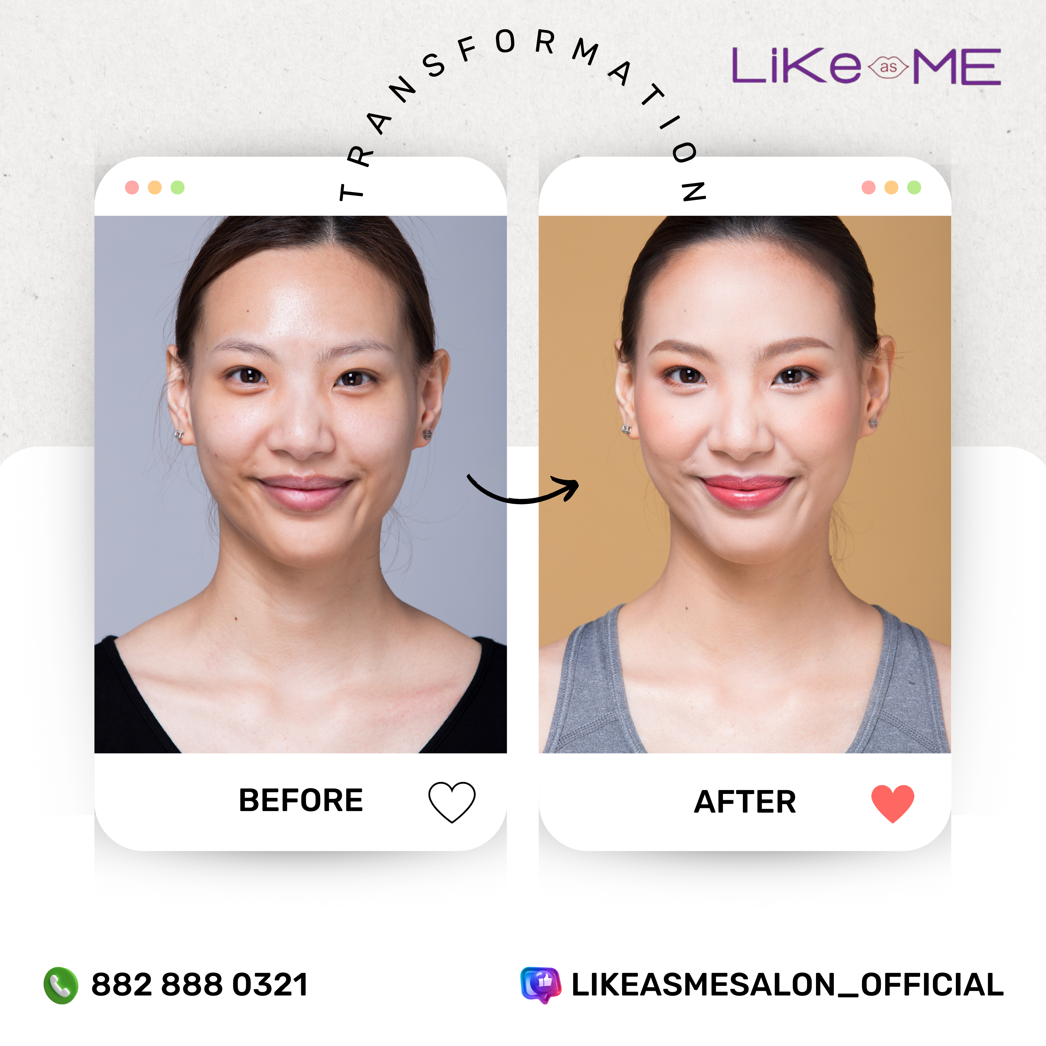 a woman before and after a make up
