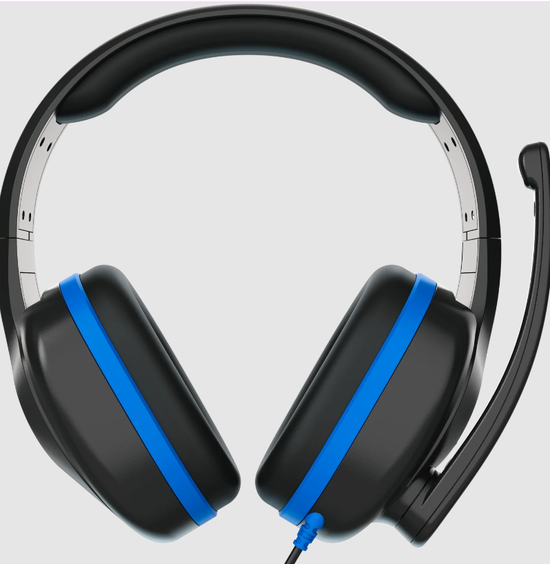 a pair of black and blue headphones