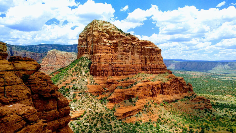 a large red rock mountain