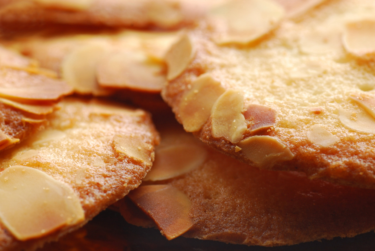 close up of cookies with almonds