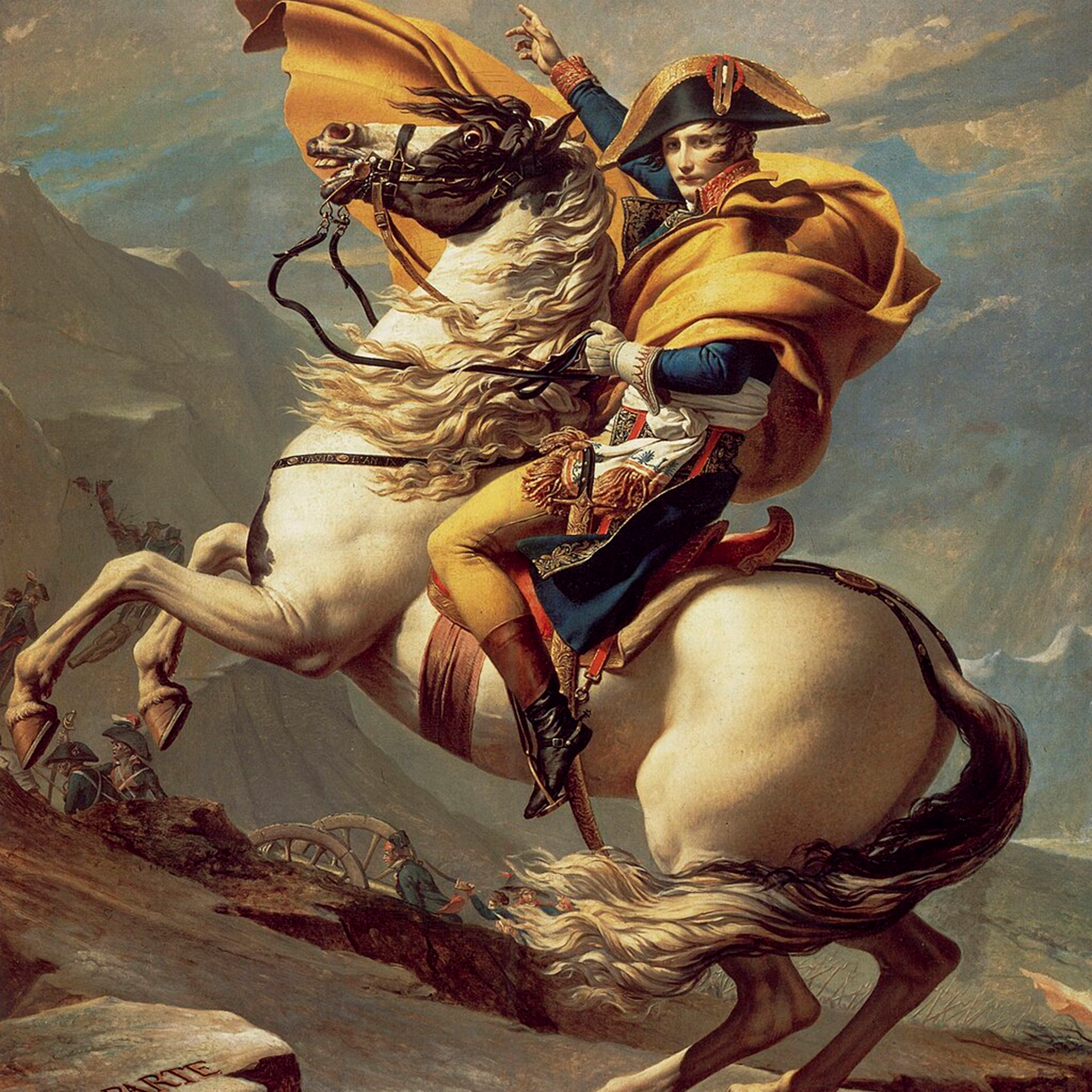 a painting of a man riding a horse