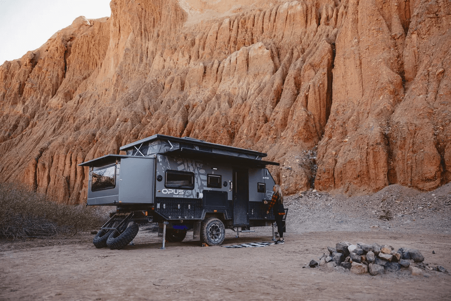 a camper in the desert