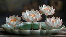 a group of white flowers on a plate