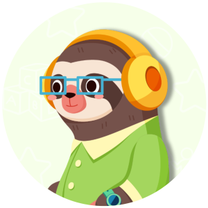 a cartoon of a sloth wearing glasses and headphones