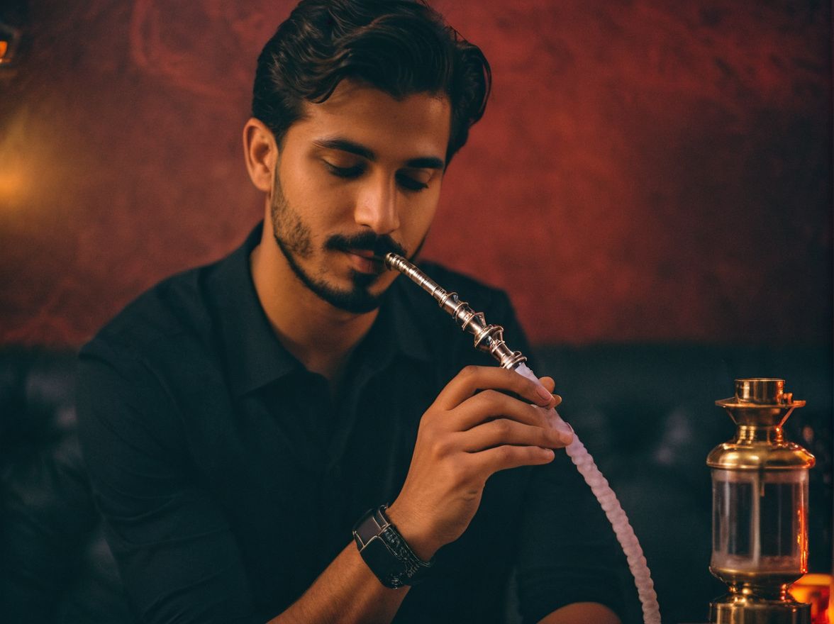 a man smoking a hookah