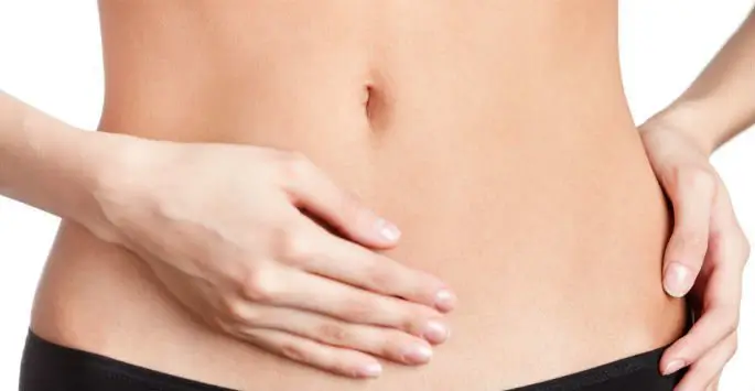 a close-up of a woman's belly