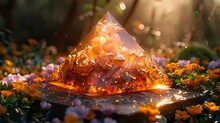 a pyramid shaped object with a glowing light