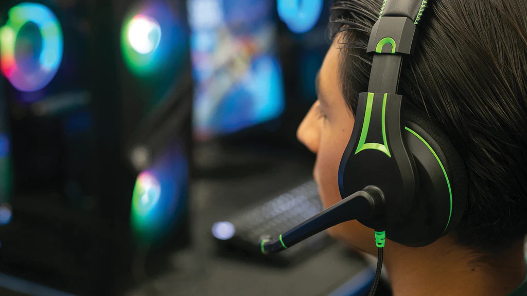 a man wearing headphones and a headset