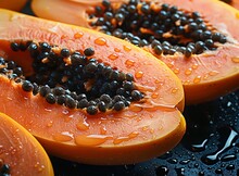 a papaya cut in half