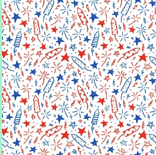 a pattern of fireworks and stars