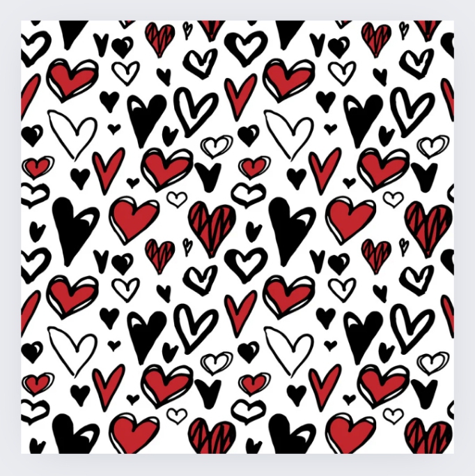 a pattern of hearts on a white background