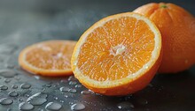 a sliced orange on a surface