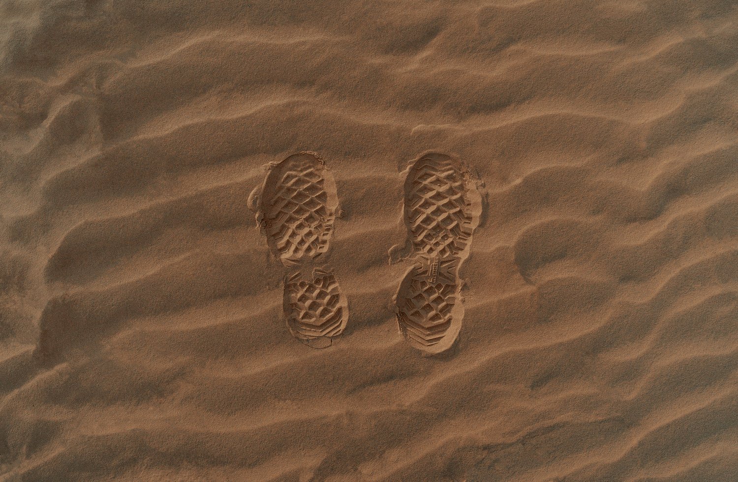 a pair of footprints in the sand