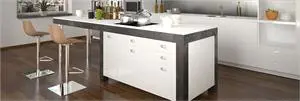 a white and black kitchen island