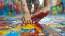 a child and a hand painting