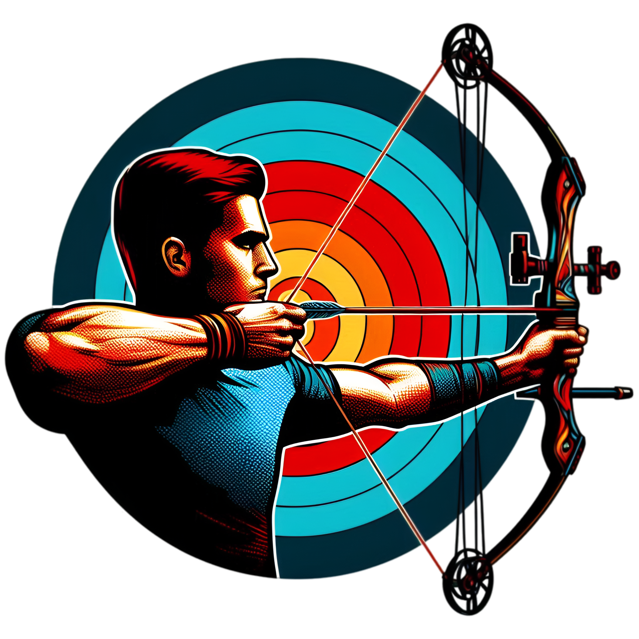 a man aiming a bow and arrow