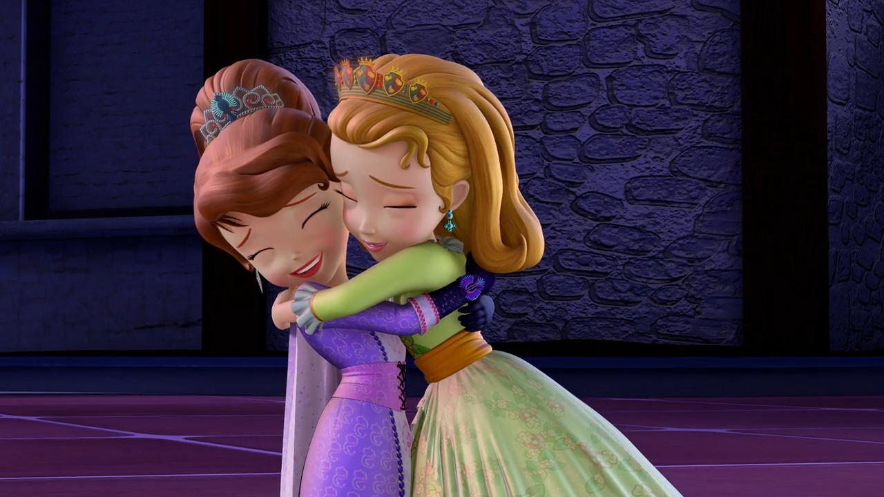 a cartoon of two girls hugging