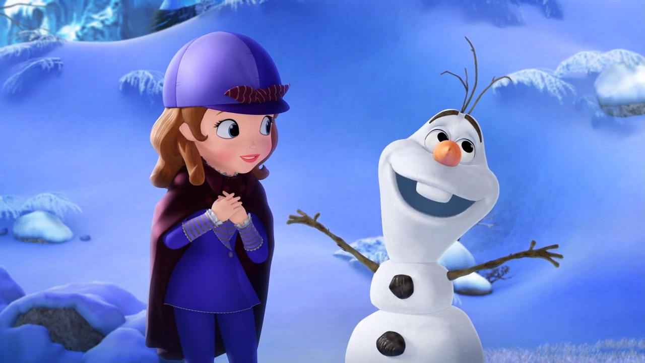 a cartoon character next to a snowman
