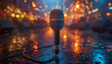 a microphone on a wet surface