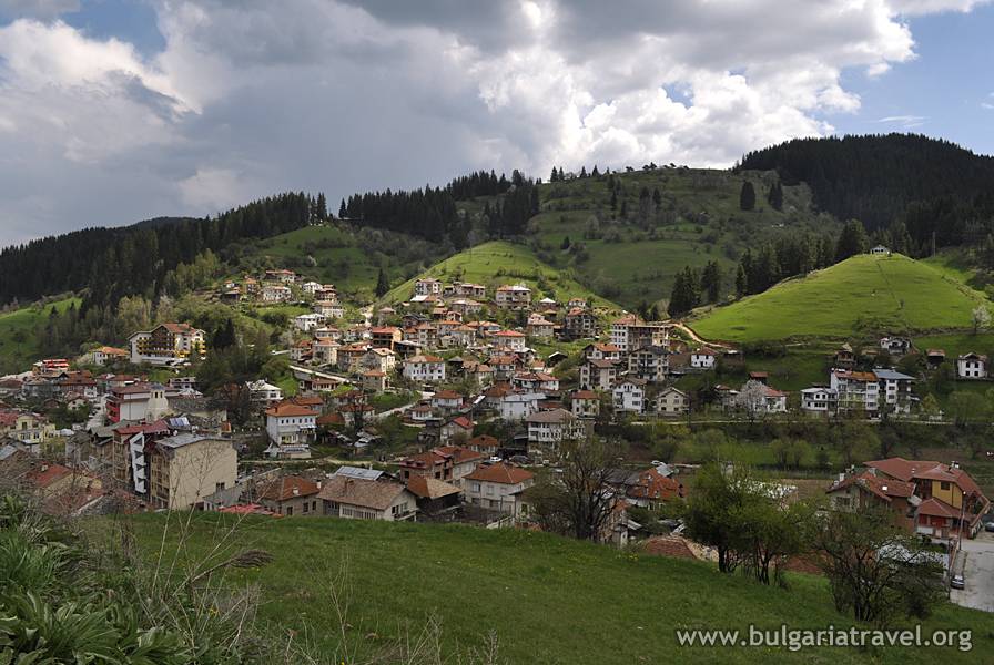 a town on a hill with Black Forest in the background