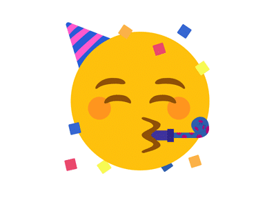 a yellow emoji with a party hat and a pipe