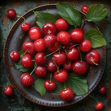 a plate of cherries