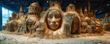 a sand sculpture of a face