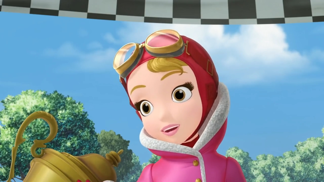 a cartoon character in a pink coat