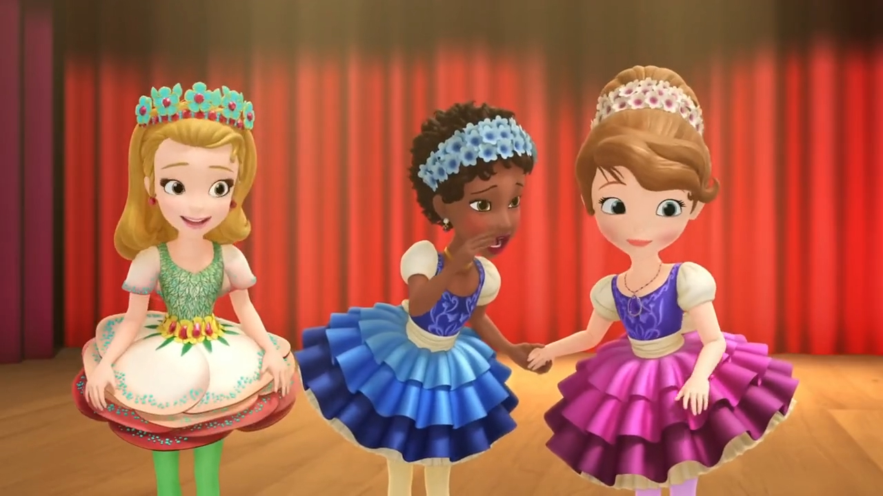 a group of cartoon girls in dresses