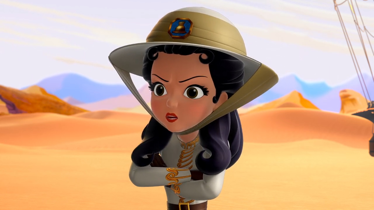 cartoon of a woman in a hat in a desert