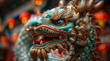 a close up of a dragon statue