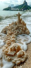 a sand castle on a beach