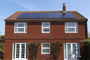 a house with solar panels on the roof