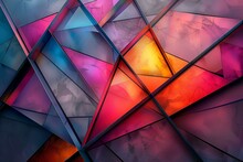 a colorful glass wall with triangles