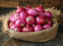 a burlap sack full of onions