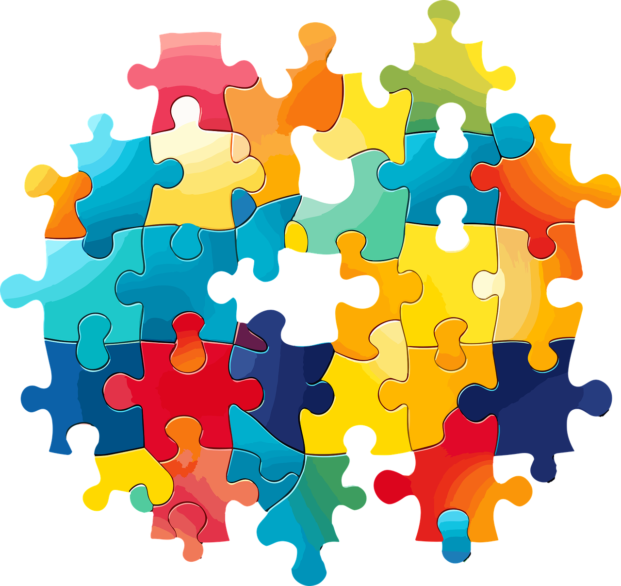 a puzzle pieces on a black background