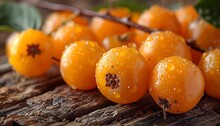 a group of orange round fruits