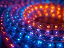 a close up of a string of lights